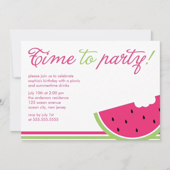 Fun Watermelon Summer Party Invitation (Front)