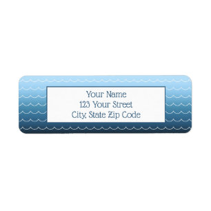 Fun Wave Pattern Light to Dark Blue Gradient Return Address Label