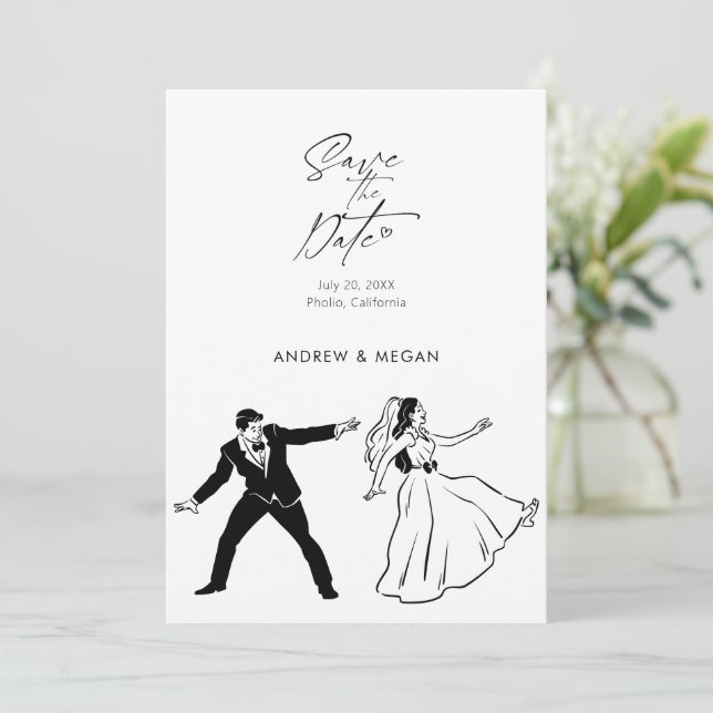 Fun wedding cute couple  save the date (Standing Front)