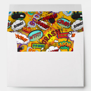 Fun Wedding Typographic Comic Book Envelope
