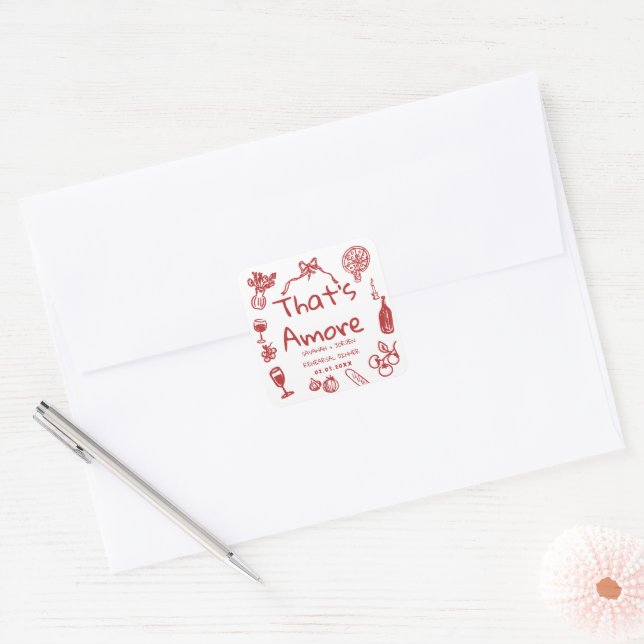Fun Wedding ,Whimsical Font & Italian Vibes Square Sticker (Envelope)