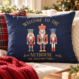 Fun Welcome to the Nuthouse Nutcracker Christmas Decorative Cushion