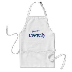 Fun Welsh Cwtch Apron, Pink, Blue Floral Standard Apron