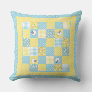 Fun Welsh Sheep, Faux Patchwork, Pillow or Cushion