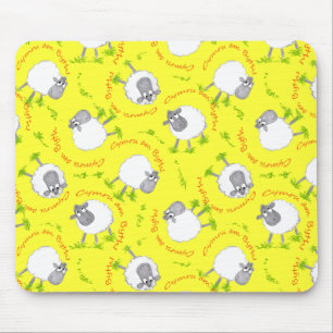 Fun Welsh Sheep, Wales Forever Custom Mousepad