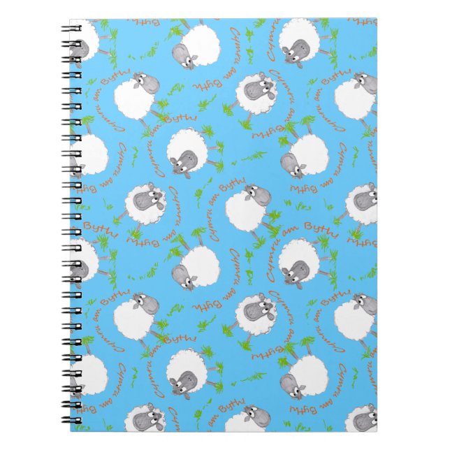 Fun Welsh Sheep, Wales Forever, Spiral Notebook (Front)