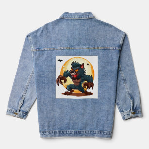 Fun werewolf cartoon  denim jacket
