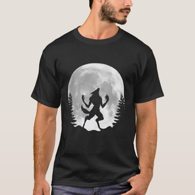 Fun Werewolf Full Moon Phase Howling T-Shirt (Front)