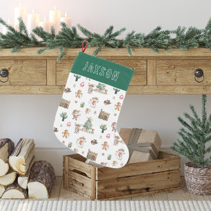 Fun Western Christmas Personalised Small Christmas Stocking