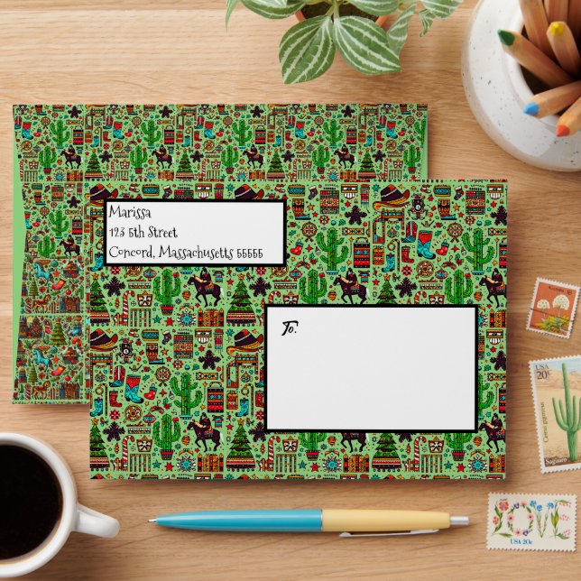 Fun Western Pattern Christmas Envelope (Desk)