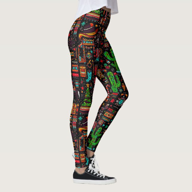 Fun Western Pattern Christmas Leggings (Right)