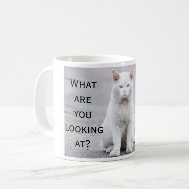 Fun What Are You Looking At Cat Coffee Mug (Front Left)