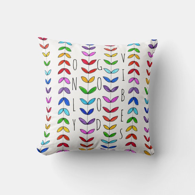 Fun, Whimsical and Colourful Leaves Throw Pillow (Front)