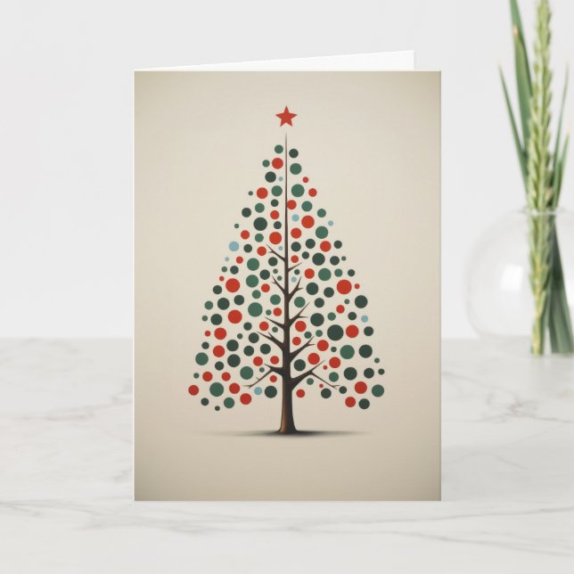 Fun Whimsical Christmas Tree Greeting Card (Front)