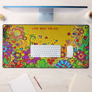 Fun Whimsical Floral Yellow Personalised Quote Desk Mat