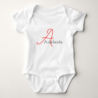 Fun Whimsical Girly Script Monogram and Name Baby Bodysuit