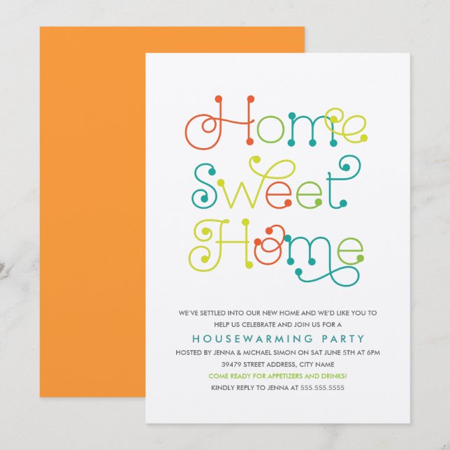 Fun & Whimsical Housewarming Party Invitation (Front/Back)