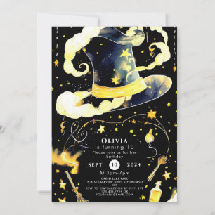 Fun Whimsical Magic Wizard Birthday Invitation