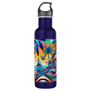 Fun Whimsical Psychedelic Sailboat  710 Ml Water Bottle