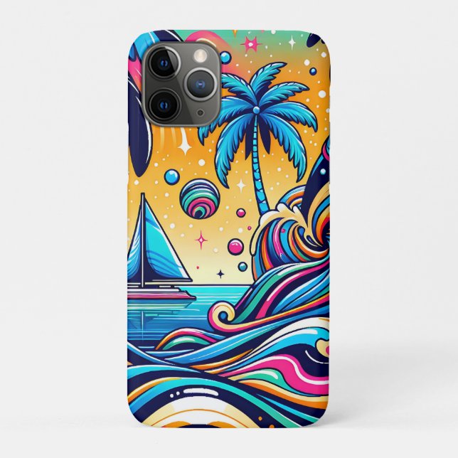 Fun Whimsical Psychedelic Sailboat  Case-Mate iPhone Case (Back)