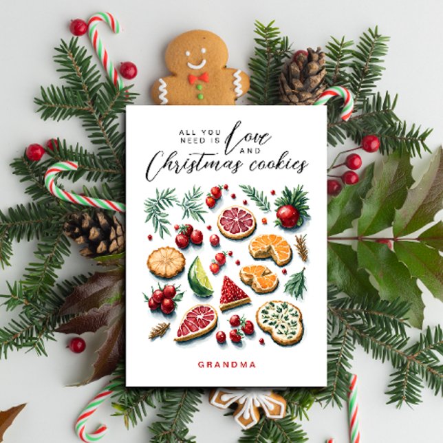 Fun Whimsical Red Green Christmas Baked Watercolor Holiday Card (Creator Uploaded)