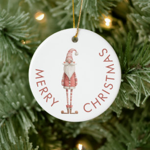 Fun Whimsical Santa Merry Christmas Ceramic Ornament