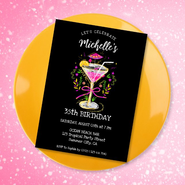Fun Whimsical Summer Cocktail Birthday Party Invitation (Creator Uploaded)