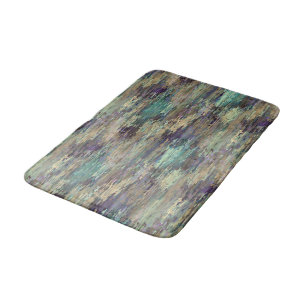 Fun Whimsical Violet Purple Taupe Teal Stripes Art Bath Mat