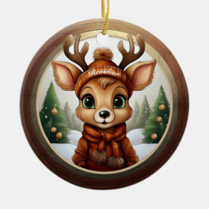 Fun Whimsical Winter Wildlife Christmas Decor  Cer Ceramic Ornament