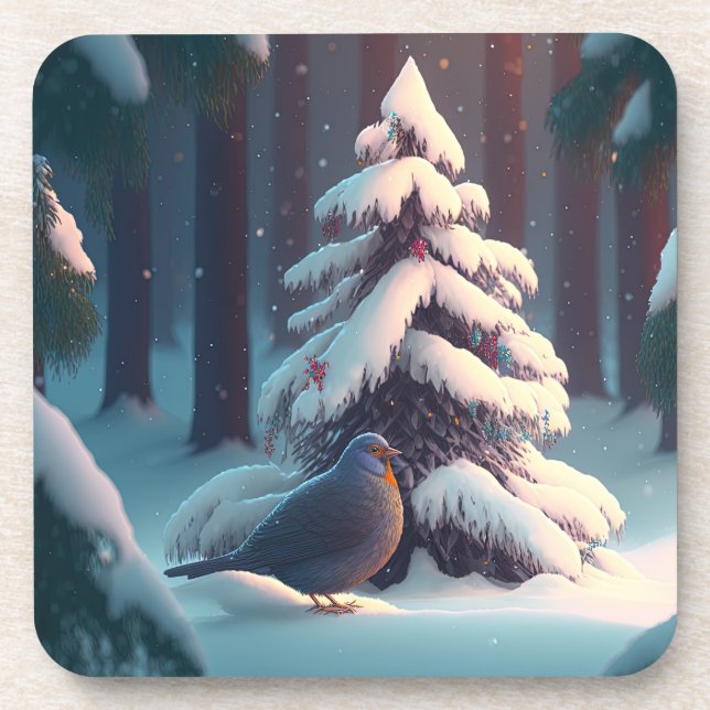 Fun, Whimsical Winter Woodland Animals Coasters (Front)