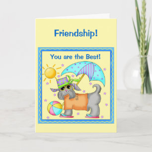 Fun Whimsy Beach Dog Yellow Friendship Card