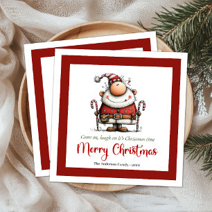 Fun Whimsy Quirky Santa Claus Funny Holiday Party  Napkin