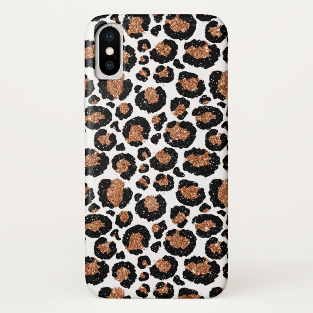 Fun White and Gold Foil Cheetah Pattern Case-Mate iPhone Case (Back)