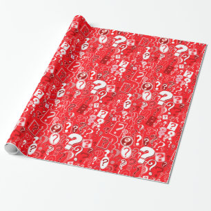 Fun White and Red Pattern of Question Marks Wrapping Paper