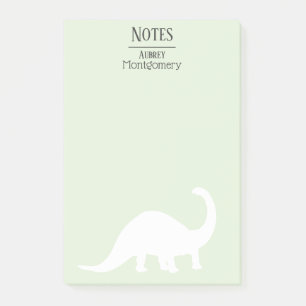 Fun White Brontosaurus Silhouette   Personalised Post-it Notes