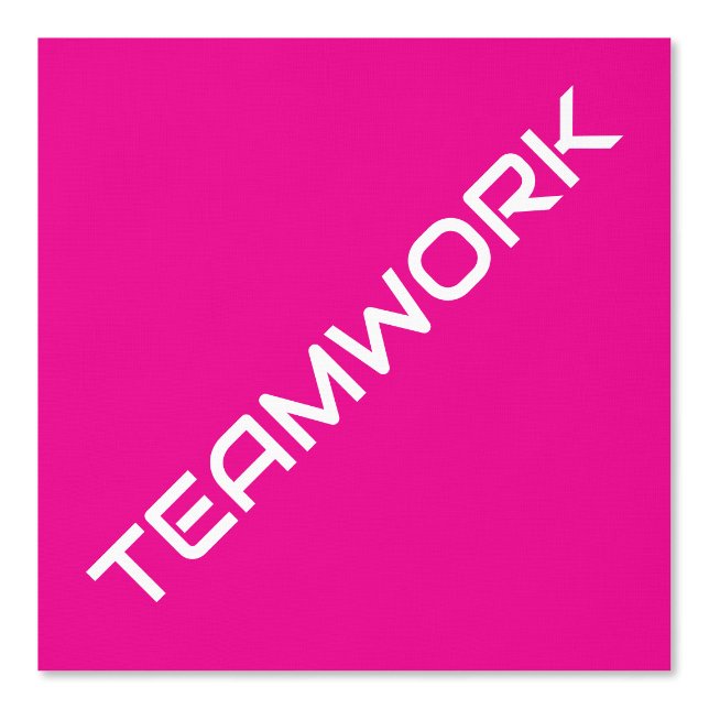 Fun White Diagonal TEAMWORK Text On Hot Pink Wallpaper (Front)