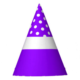 Fun White Dots Bright Purple Matching Colour Block Party Hat