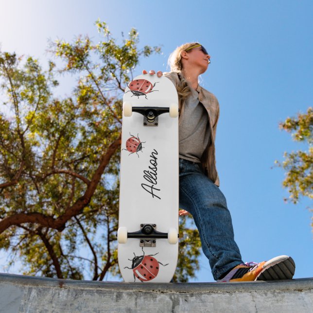 Fun white Ladybug  Skateboard (Outdoor 1)