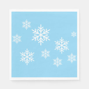 Fun White Pretty Snowflakes On Light Pastel Blue Napkin