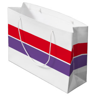 Fun Wide Bold Purple Red Racing Stripes On White Large Gift Bag