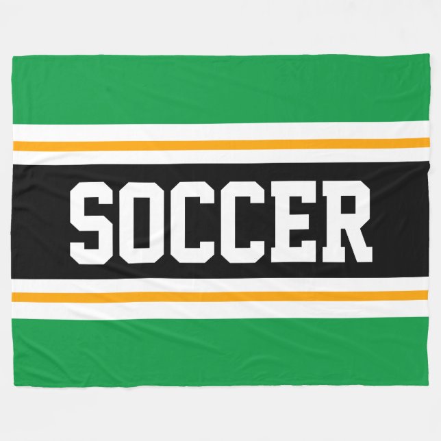 Fun Wide Bright Green Black SOCCER Racing Stripes Fleece Blanket (Front (Horizontal))