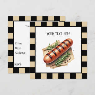 Fun wiener roast grilled hotdog party customisable invitation
