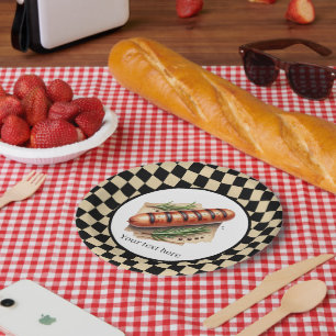 Fun wiener roast grilled hotdog party customisable paper plate