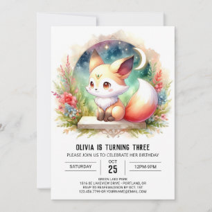 Fun Wild Fox Birthday digital Invitation