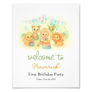 Fun Wild One Boy 1st Birthday Party Welcome Sign
