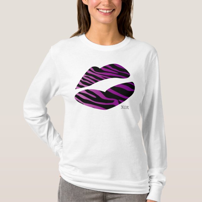 Fun Wild Zebra Lips Fall Shirt Purple (Front)