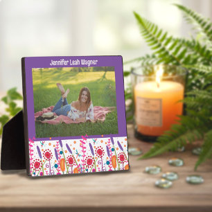 Fun Wildflower Colourful Graduation Custom Photo Plaque