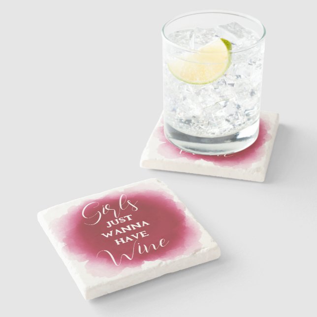 Fun Wine Lover Quote Elegant Burgundy Stone Coaster (Side)
