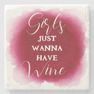 Fun Wine Lover Quote Elegant Burgundy Stone Coaster
