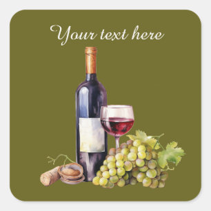 Fun wine lovers add text  square sticker